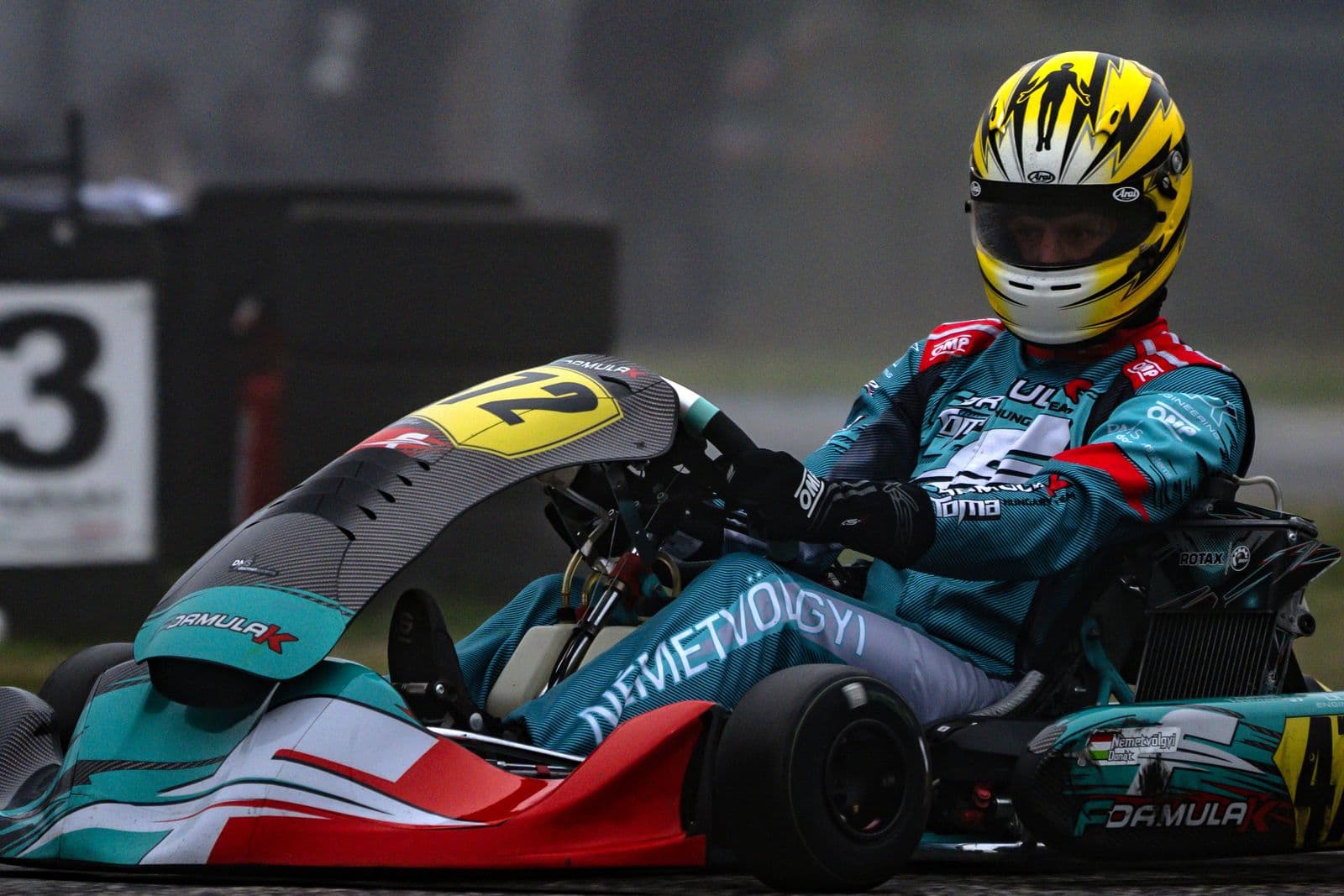 Kart #472 cornering in the fog, Jesolo