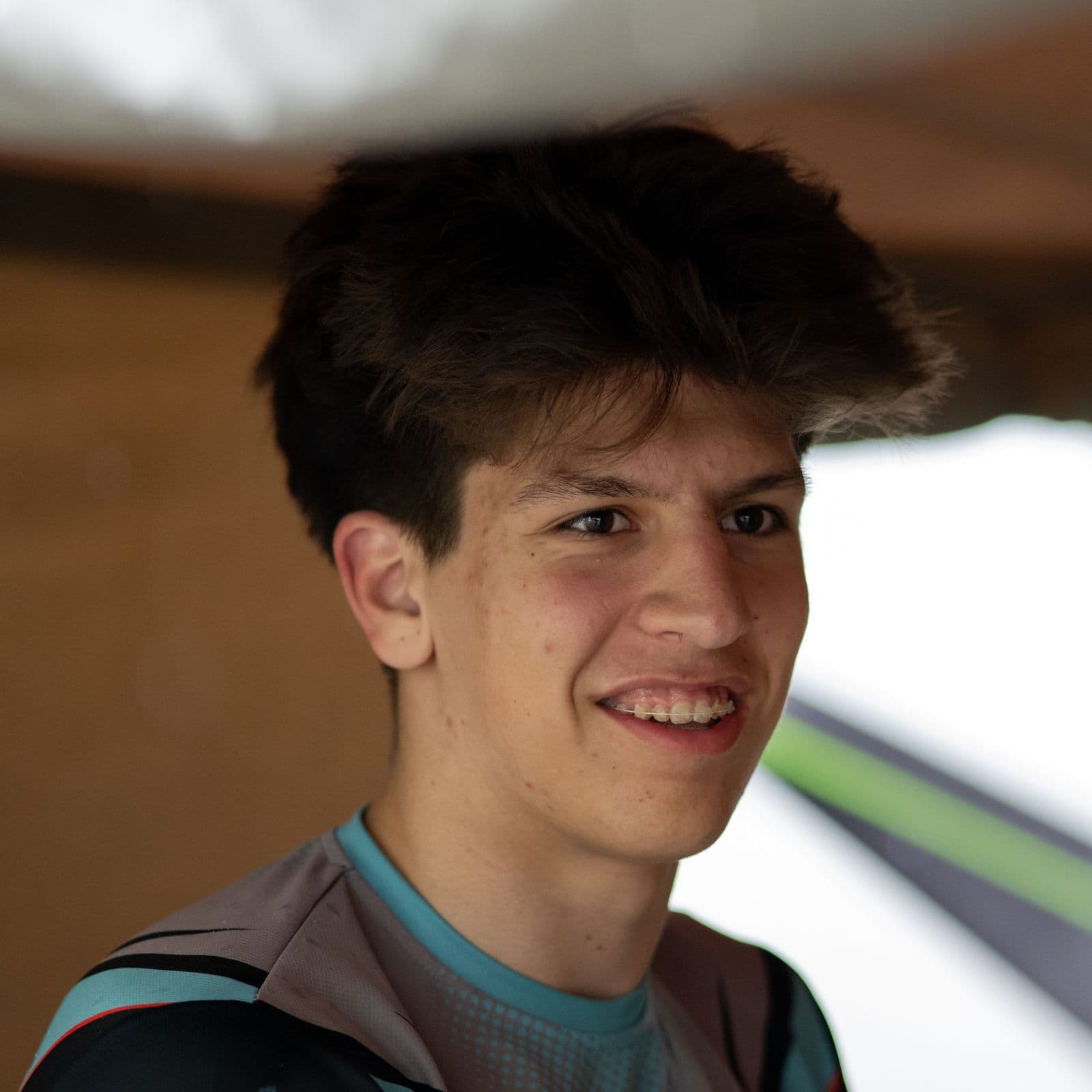 Donát smiling in the team tent, Rabócsiring