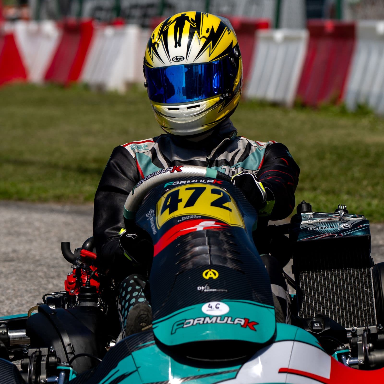 Head-on: Donát behind the wheel of kart #472, Bruck