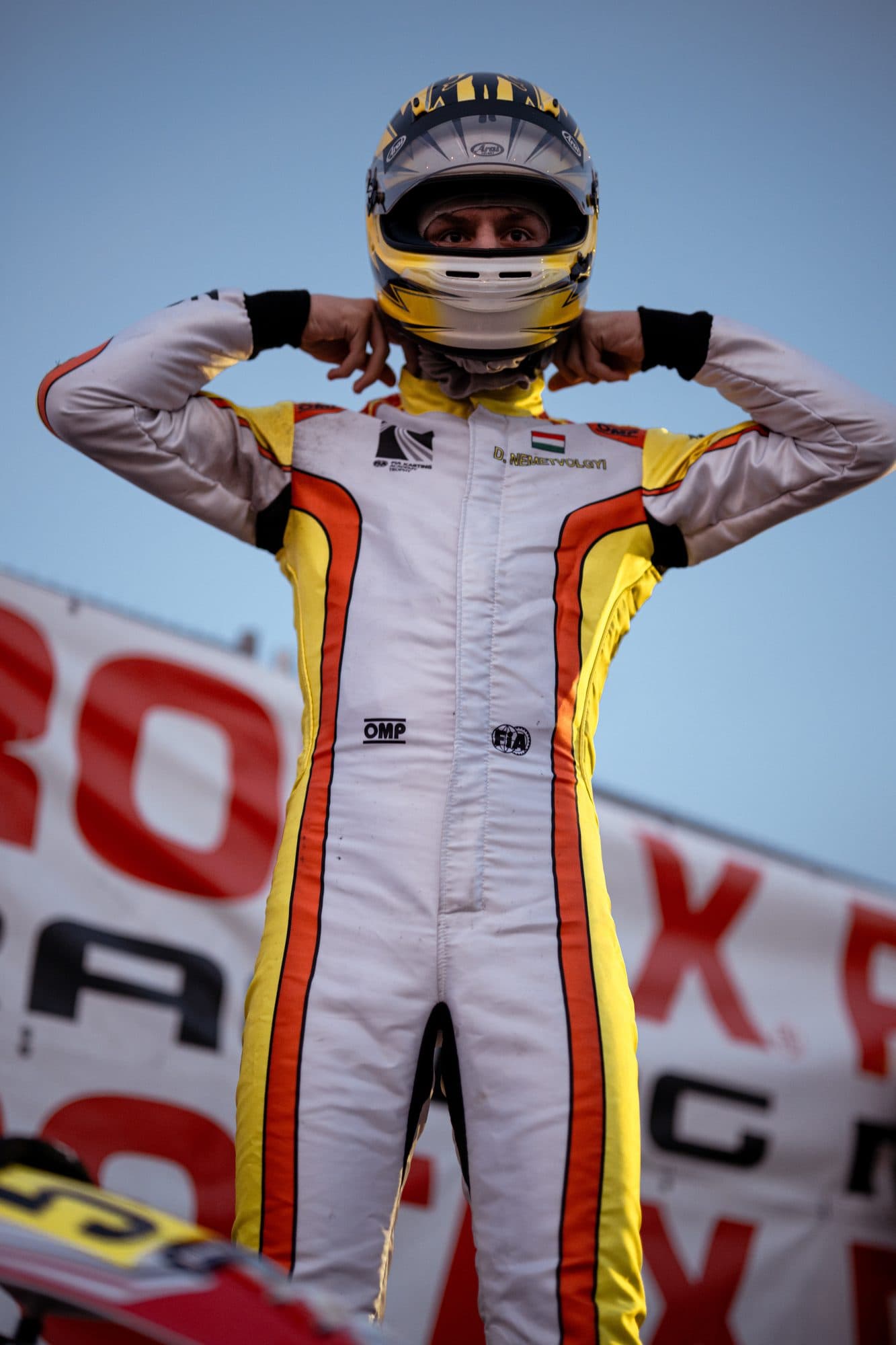 Donát in helmet and race suit, Le Mans
